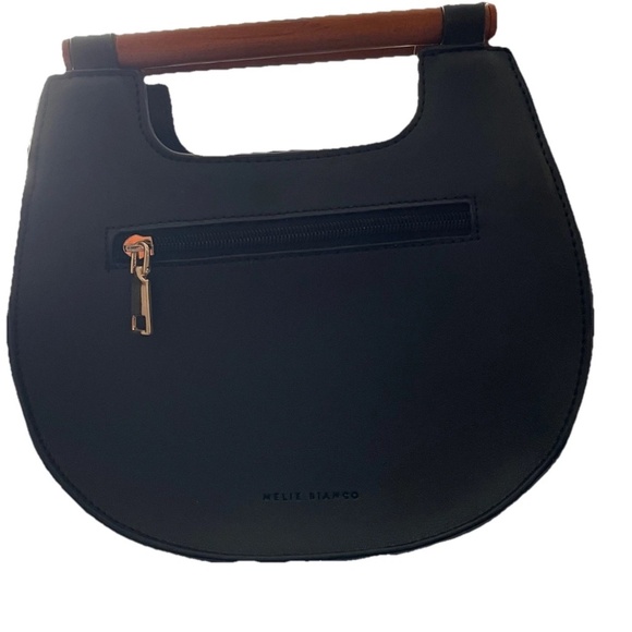 Melie Bianco IRENE Purse Hand Bag Black Zip 7.5"H x 9" W x 3.75" Depth Vegan - Picture 4 of 7